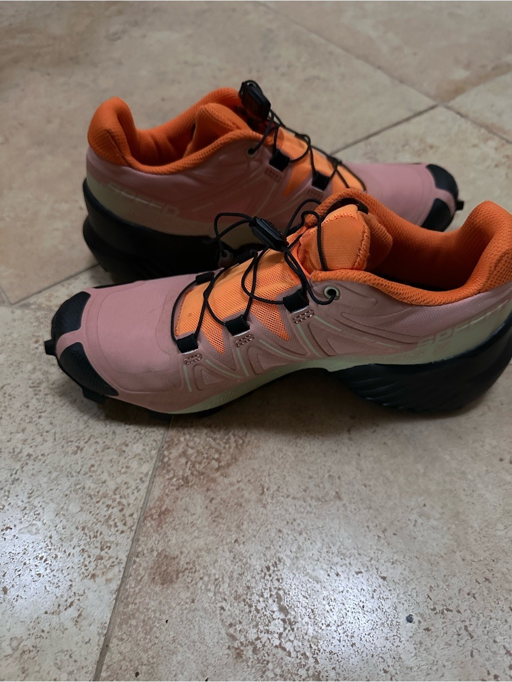 Salomon Women's Pale Pink and Orange Trail/Hiking Sneakers - Picture 4 of 8